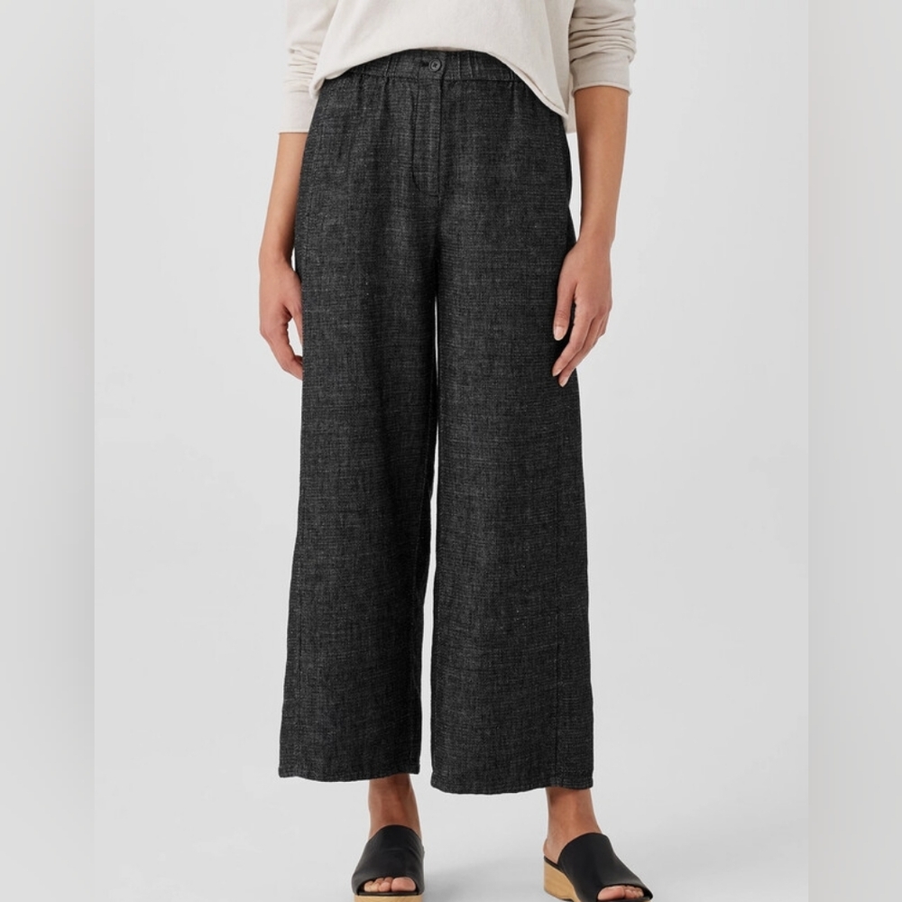 Eileen Fisher Charcoal Hemp/linen Crop Pants